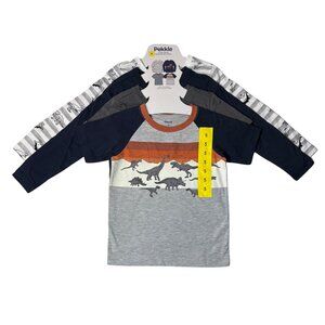 Pekkle Boys’ 4-Pack Dinosaur Themed Tops – Size 5